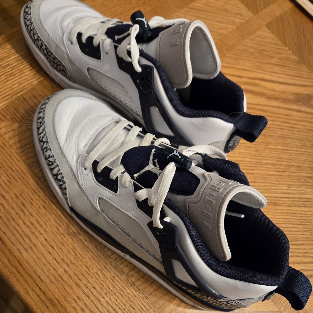 Jordan 4 Midrise White and Blue Sneakers